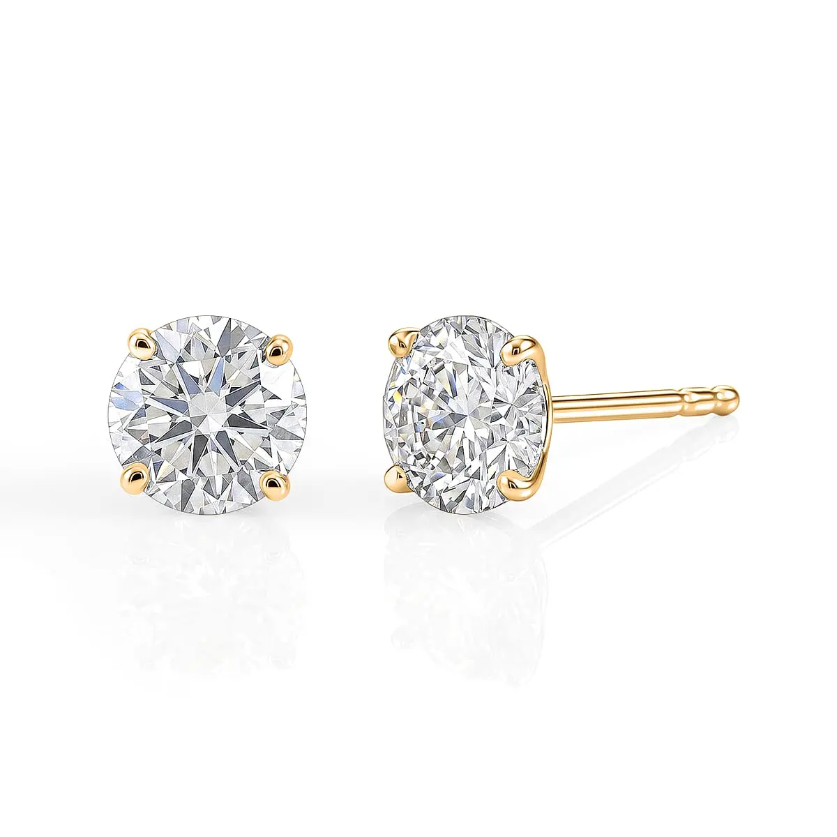10K Yellow Gold Moissanite (Rnd 5.5mm) Stud Earrings 1.10 ctw