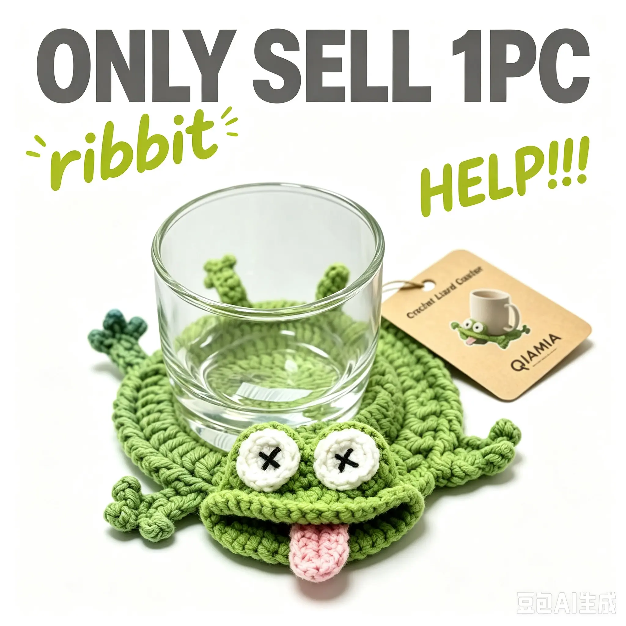 Handmade 3D Amigurumi Funny Crochet Lizard Coaster, Cute Tableware Drink Mat for Coffee Table Home Decor, Blue+Green Housewarming Gift