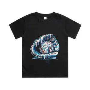 Baseball Drip Ice Cream Sprinkles Baseball Glove Cotton T-shirt, Graphic Print Round Neck Short Sleeve Casual Tee for Boys Girls