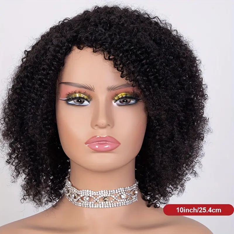 Fashion Brazilian Remy 180% Jerry Curly Short Pixie Bob Cut Human Hair Wigs - Highlight Kinky Curly Wigs For Women