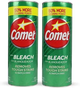 Comet Cleaner 2-Pack (21 oz Each) - 50% More Cleaning Power, Surface Cleaner for Bathroom & Kitchen - Tough Stain Removal, Deodorizes & Freshens - Bundled w/Vortix Ship Bag