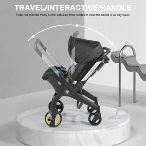 Summervibes BRODARK 3-in-1 High-Landscape Baby Stroller, Multi-Functional Collapsible Lightweight Travel Stroller with Adjustable Bassinet for Outdoor & Mall Use, Collapsible Stroller,Adjustable Baby Cradle Stroller Basket,Convertible Reversible Stroller