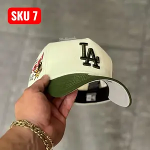 New Era LA Dodgers Cream Olive Snapback – Side Patch, 9FORTY Adjustable Curved Brim Cap, Streetwear Hat