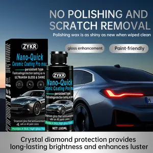 ZYKR Nano-Quick Ceramic Coating Pro MAX  for automobiles, featuring advanced ceramic technology for dust-proof glass effect and lasting luster. 180 ml.