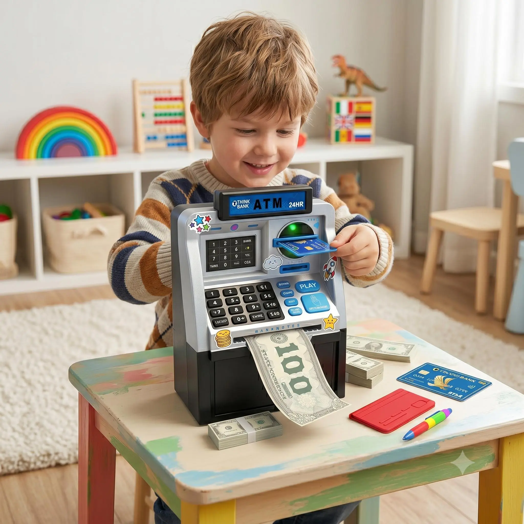 Smart Piggy Bank with Mini Keypad, Automatic Money Roller Saving Box, Back to School Essentials Gift for Kids Boys Girls