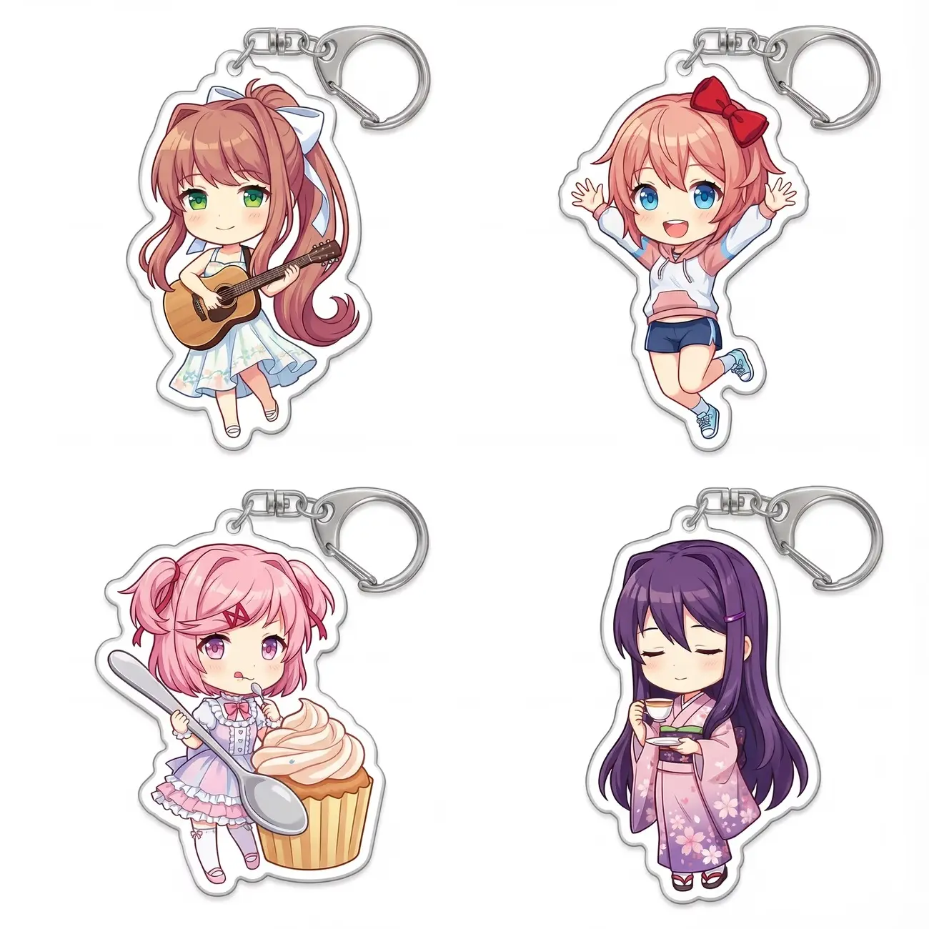DDLC Acrylic Keychain, Doki Doki Keyring - Cute, Durable, And Perfect For Bags, Keys, Or Gifts. Great For Daily Use Or As Thoughtful Little Gifts For Your Friends And Yourself.