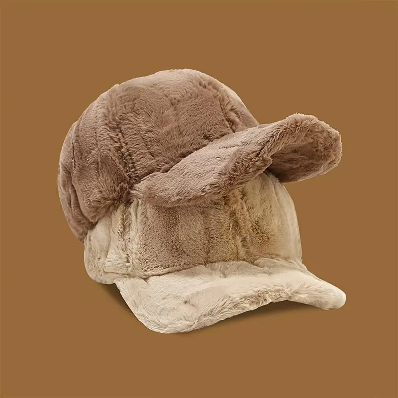 Aeropostale Winter Warm Faux Wool Velvet Beanie Hat Adjustable Casual Cap for Outdoor Sports Christmas Cold Weather Cozy Soft Headwear in Beige Brown & Black Unisex Christmas Gifts for Friends