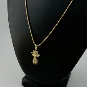 Cadena con dije del divino nino de oro laminado