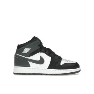 Jordan Kid's 1 Mid Black White Iron Grey Basketball Shoes, from StockX