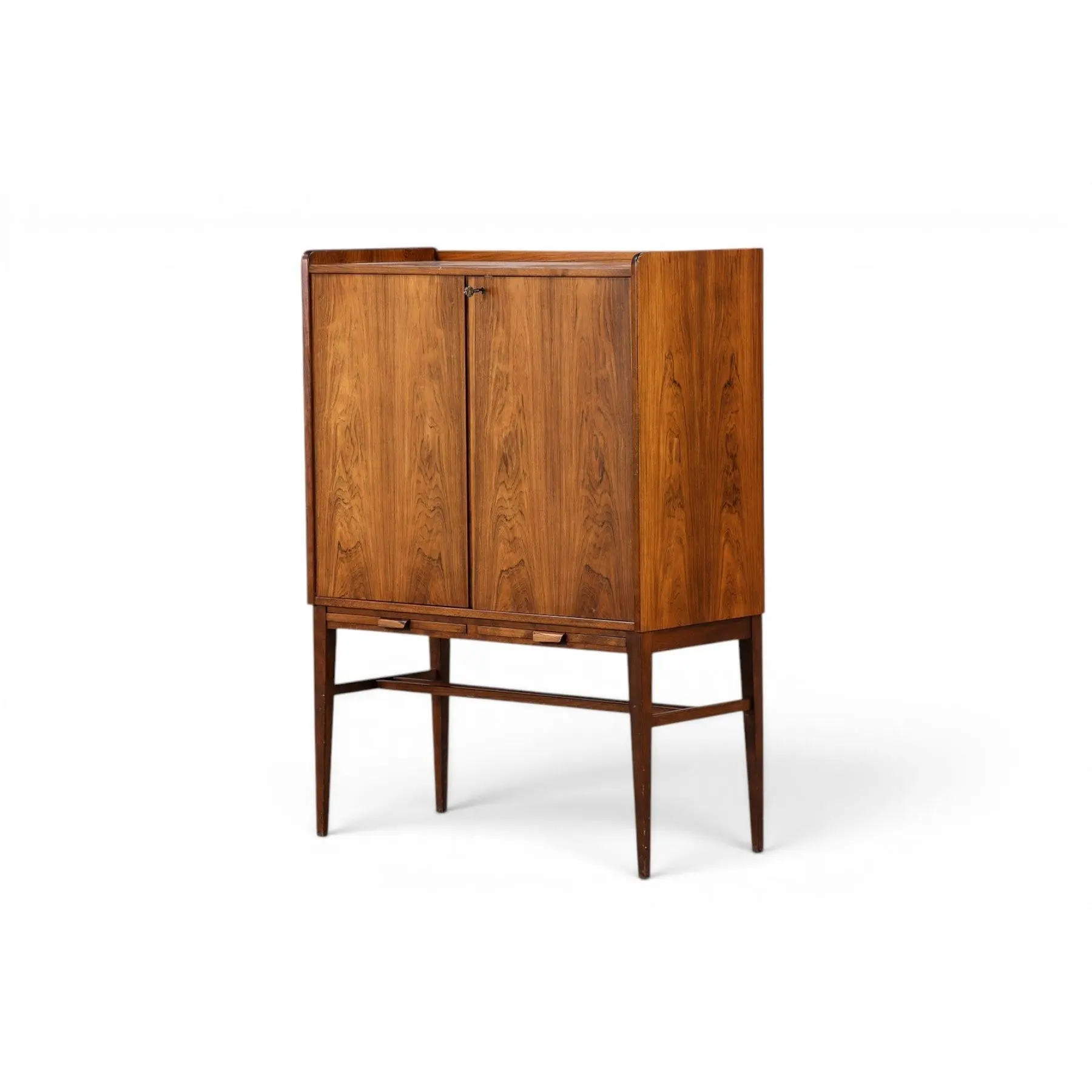 1960S ROSEWOOD CABINET WITH SLIDING DOORS + PULL-OUT SLIDES