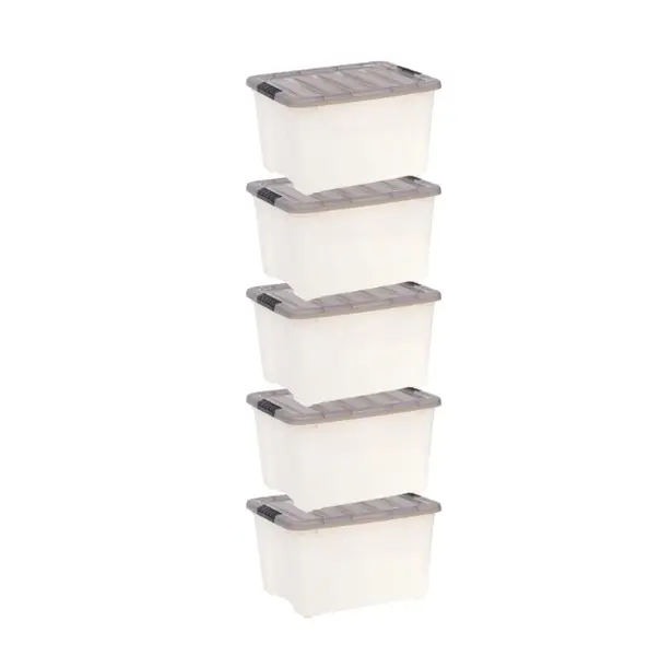 IRIS 40 Qt. Plastic Storage Bins with Lids, Stackable Storage Containers, Totes, 5 Pack