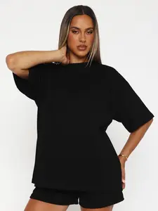 Women's Basic Plain Round Neck Tee, Casual Half Sleeve Crew Neck T-shirt for Summer, Fashion Women's Top for Daily Wear