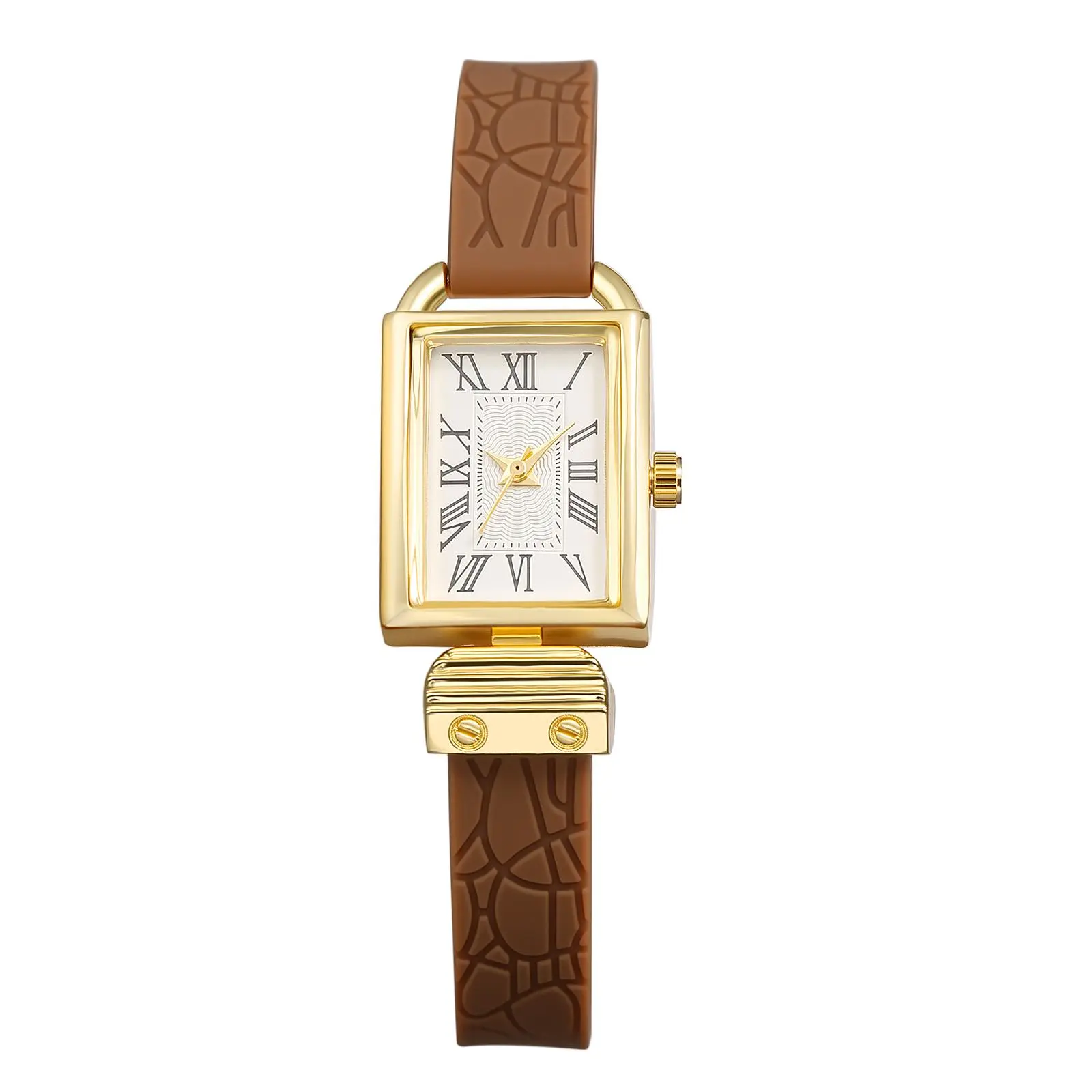 OIDEA Women's Gold Square Analog Quartz Watch - Fashionable Wristwatch with Roman Numerals, Adjustable Soft Silicone Band, Lightweight Casual Watch for Work & Everyday Wear, Gold Watch summerwins
