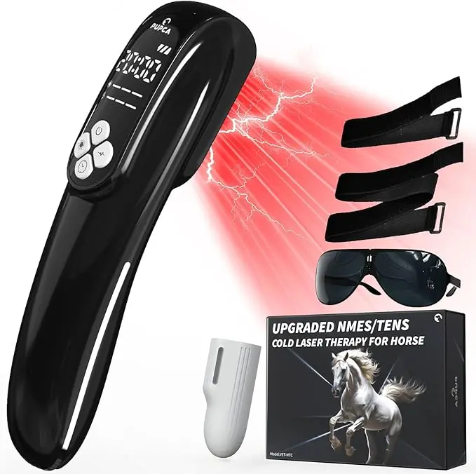 Red Light Therapy Device for Pets - Portable Red & Infrared LED Light with EMS for Deep Tissues, Muscle Recovery & Blood Circulation, Pain Relief, Handheld, Ems+Laser, Charger With Charge Cable, Cold Laser Red Light Therapy