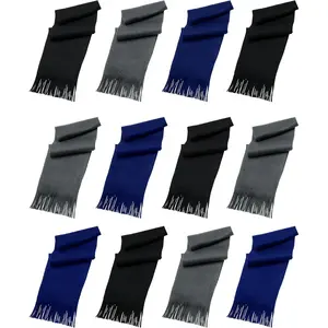 12 Pack Fleece Winter Scarves, Warm Winter Scarf Multi-color Bulk Wholesale, Unisex Men Women