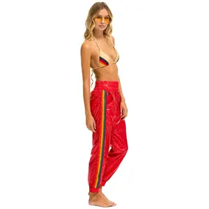 5 STRIPE HI RISE WIND PANT - CHERRY