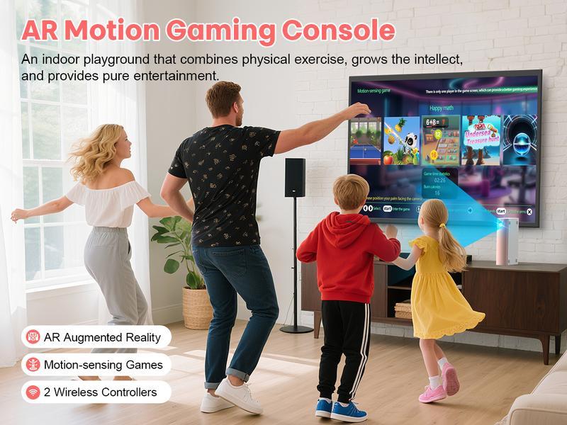 Plug & Play TV Game Box for Kids - 28 Interactive AR Games. No Internet/WiFi Needed. Safe Family Fun & Motion Control (Ages 6-12)