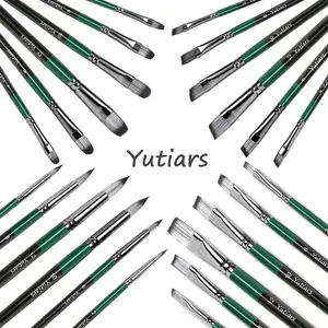 6/24 Pcs Yutiars High-Quality Artist Paint Brushes Set Multiple Shapes Round Filbert Flat Angular Detail Brushes for Oil Acrylic Watercolor Crafts Face Body Painting