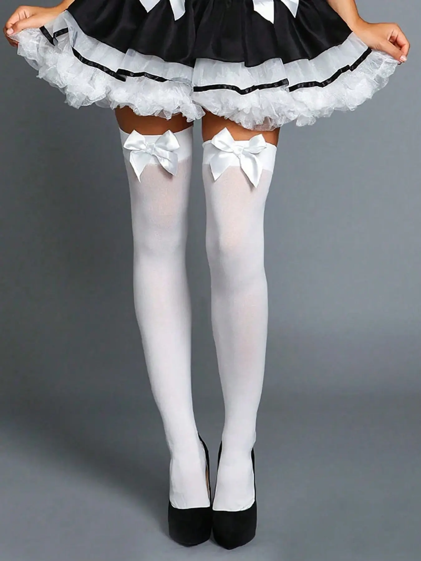 Women's Bow Jk Socks, Elastic Socks, Sexy Chic Plain Design Fitted Knee-High Stockings, All-Season Contrast Lace Leggings, Perfect for Daily Wear