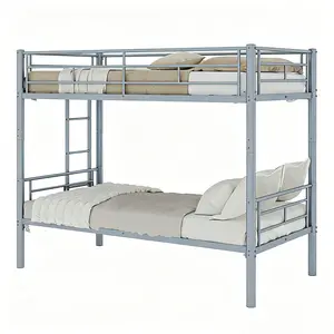 Twin Over Twin Metal Bunk Bed,Metal Structure Bedframe with Ladders & Guardrail,Convertible to 2 DayBeds,No Spring Box Required outdoorfun Solid Construction Durable And Safe Steel Bunk Bed