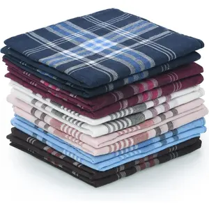 Men's 12 Pack Premium Cotton White Handkerchiefs Pocket Square Hankies for Men Women
