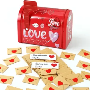 Love Notes Set, Romantic Mailbox with 60 Valentine's Day Envelopes and Love Letters Valentine Gifts for Couples Girlfriend Boyfriend and Long Distance Relationship