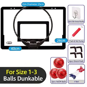 Indoor Basketball Hoop for Kids, Office Door Basketball Hoop, Mini Basket for Teens and Adults, Includes 3 Balls, Perfect for Room Doors, Indoor Basketball Set