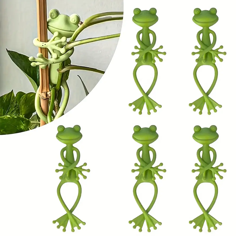 Frog Design Plant Support, 5 Counts/set Cute Frog Design Plant Climbing Support, Plant Climbing Frame, Garden Supplies for Indoor Outdoor
