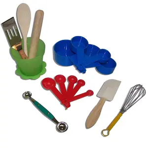 212 MAIN Wood Camp Kitchen Tool Kit, Includes Herb Pot, Spatula, Measuring Cups, and Essential Kitchenware Set, Wooden, Scoop