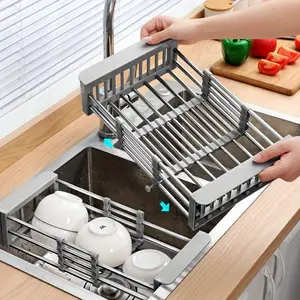 Kitchen Dish Drying Rack Over Sink Dish Rack Drainer Dish Drainer Rack Organizer Dish Drying Organiser Stainless Steel Sink Organizer Drain Basket