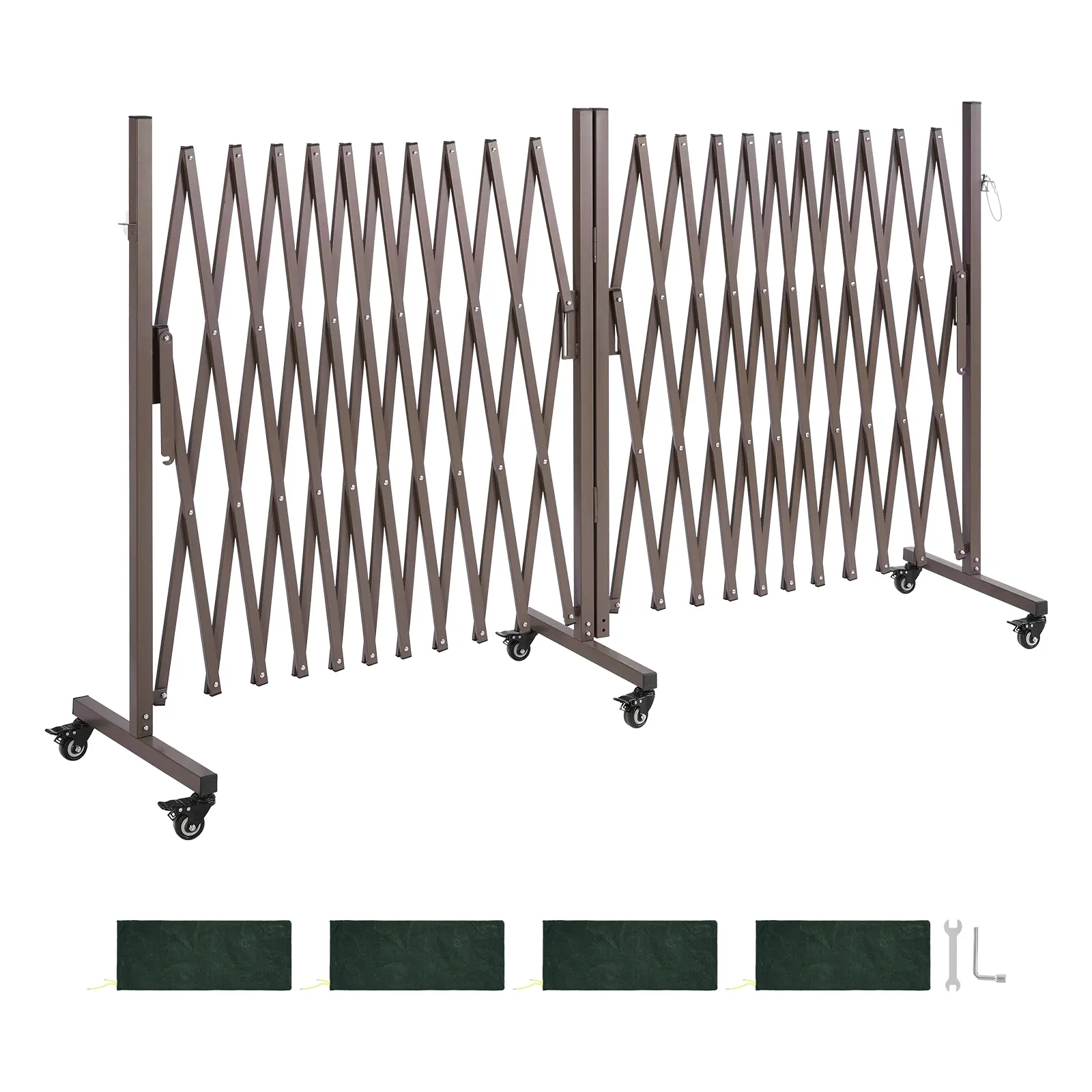 VEVOR 27ft Expandable Double Aluminum Mesh Safety Barrier, Interlockable Gate with 0-180° Rotating Locking Casters, Portable Folding Metal Fence for Outside Use, Barrier Net & Gate Extensions for Blocking Hazards