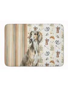 Carolines Treasures WDK7596RUG 19 x 27 in. Grizzle Saluki Coffee Bar Memory Foam Kitchen Mat