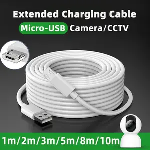 1m/2m/3m/5m/8m/10m Micro-USB camera extended power supply cable, suitable for home cameras, CCTV, recorders with 5V Micro-USB power supply interface, extended power supply cable, No Data Transmission
