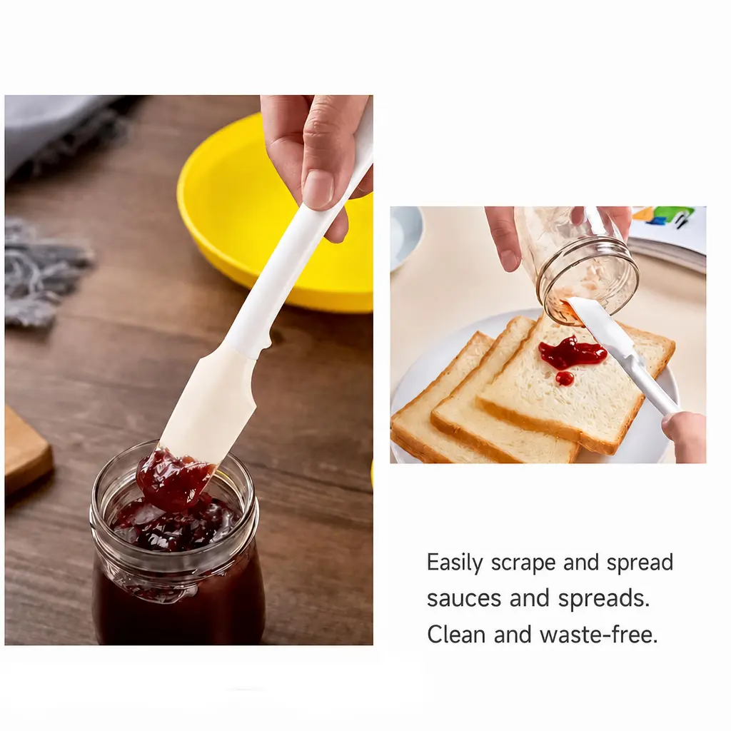 Multifunctional Silicone Spatula, Heat‑Resistant Kitchen Scraper with Can Opener, for Baking, Cooking, Jam & Cream Scraping