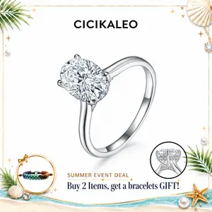 CICIKALEO 2CT Oval Cut Moissanite Hidden Halo Ring for Women High Setting D VVS1 18K Gold Plated Lab-Created Hypoallergenic Wedding Engagement Anniversary Gift Fine Formerly CICI GEMS R031 #Summervibes