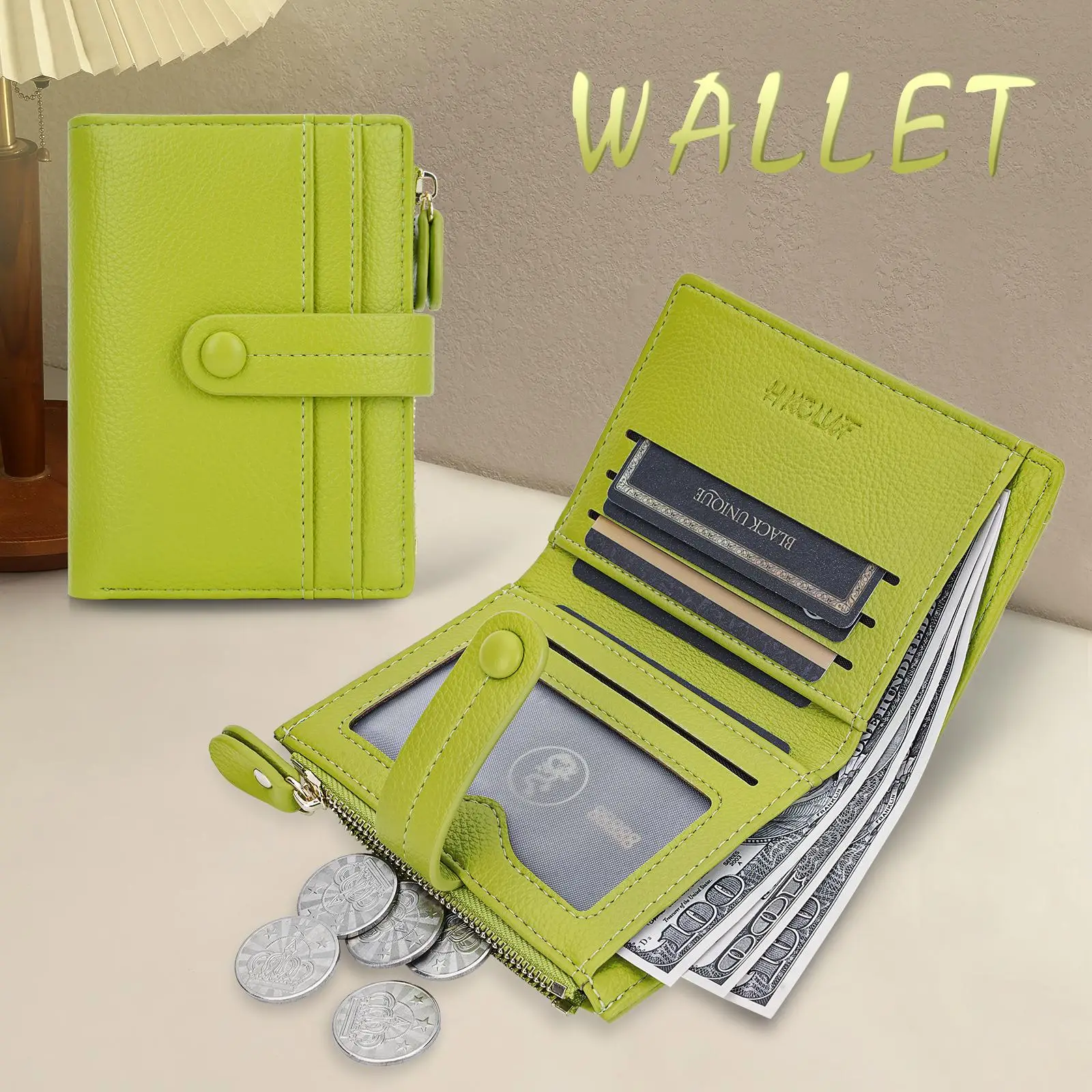 Small Wallet Women Minimalist Slim Bifold Wallets Zipper Leather Wallet Women Credit Card Large Capacity Holder Wallets With ID Window Outdoorfun deal