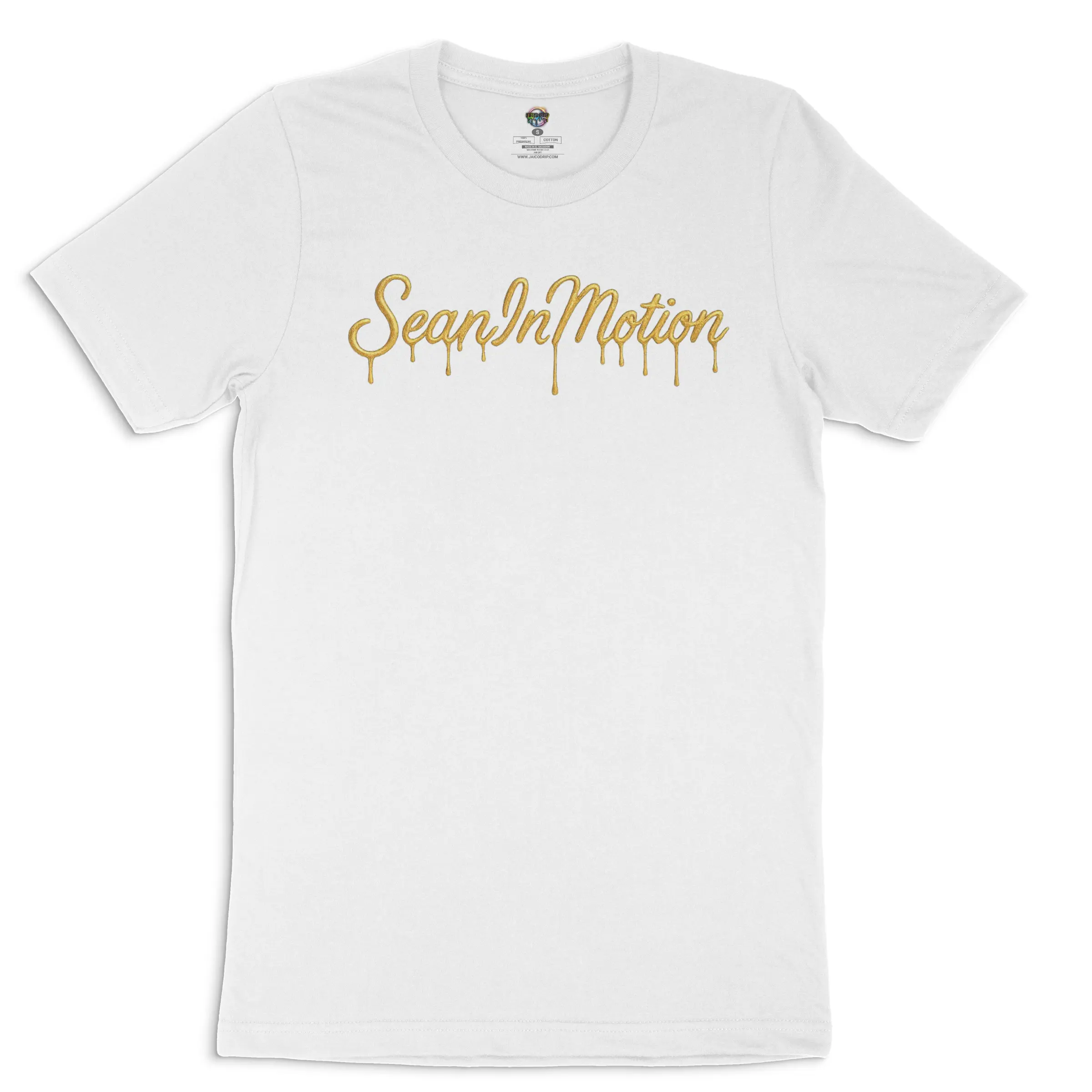 Men's Classic Gold Script Print Graphic Tee - Soft Cotton Short-Sleeve Crew Neck Wardrobe Staples, Breathable Casual Streetwear Motion and Ambition Top, Unisex Sizes, Machine Washable