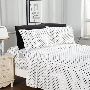 Mocassi Polkadot Pattern 1500 Series Sheet Set, Luxury, Soft, Egyptian Quality, Softness, Wrinkle, and Fade Resistant.