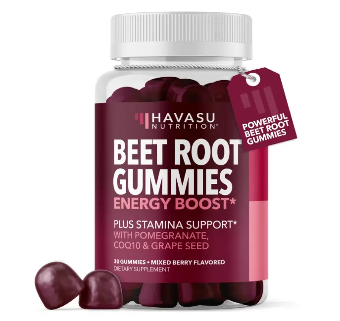 Beet Root Gummies with COQ10 & Pomegranate - Nitric Oxide Supplement for Men and Women - Beetroot for Endurance, Performance, Recovery - Vegan, Non-GMO, Gluten Free - Mixed Berry Flavor, 30 Count