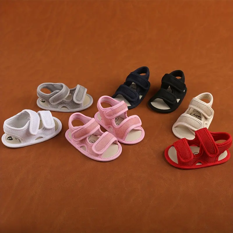 2026Baby Boys' Comfortable Velcro Sandals, Non-Slip Soft Sole Open-Toe Walking Shoes, Suitable for Newborns 0-1 Year Old