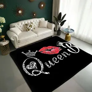 Base Lip Queen Crown Flannel Living Room Rug, Luxury Non-Slip Bedroom/dining/kitchen/bath Mat, Stain-Resistant Foot Pad