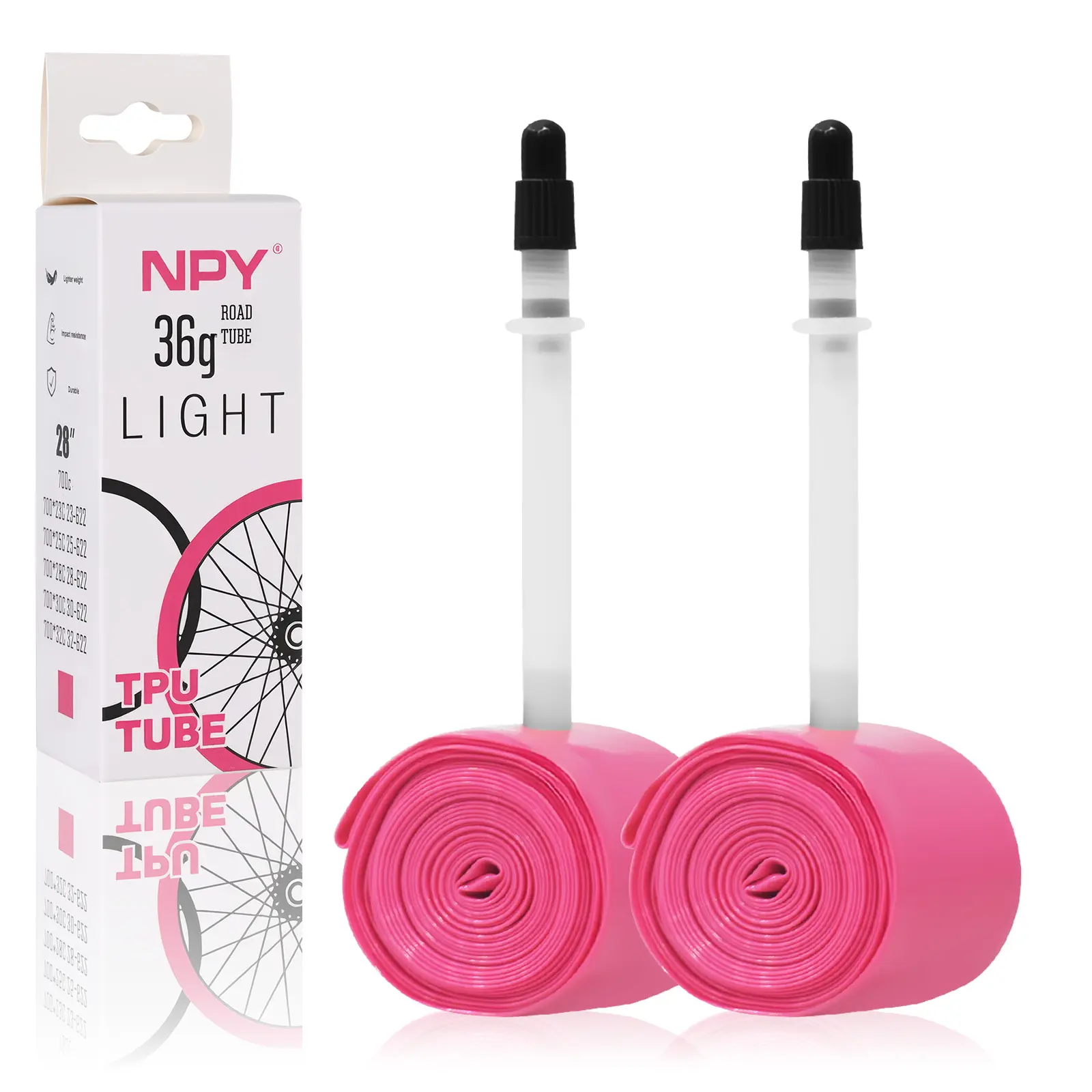 NPY TPU 700C×18-32C Bicycle Inner Tube, Ultralight (ALLRoad and Gravel) Bicycle Inner Tube with 45mm/65mm/85mm Presta Valve for Road Bikes Puncture Protection