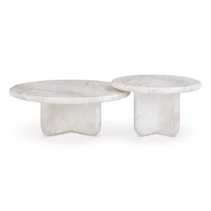 Juju 2-Piece Faux Marble Indoor/Outdoor Nesting Coffee Table Set