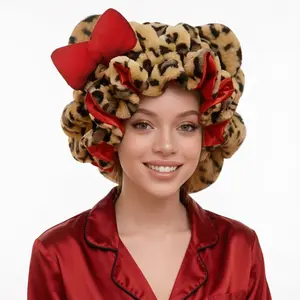 Leopard Pattern Satin Hair Bonnet, Elastic Brimless Night Cap for Curly Hair, Stylish Headwear for All Hair Types, Ideal Valentine Gift