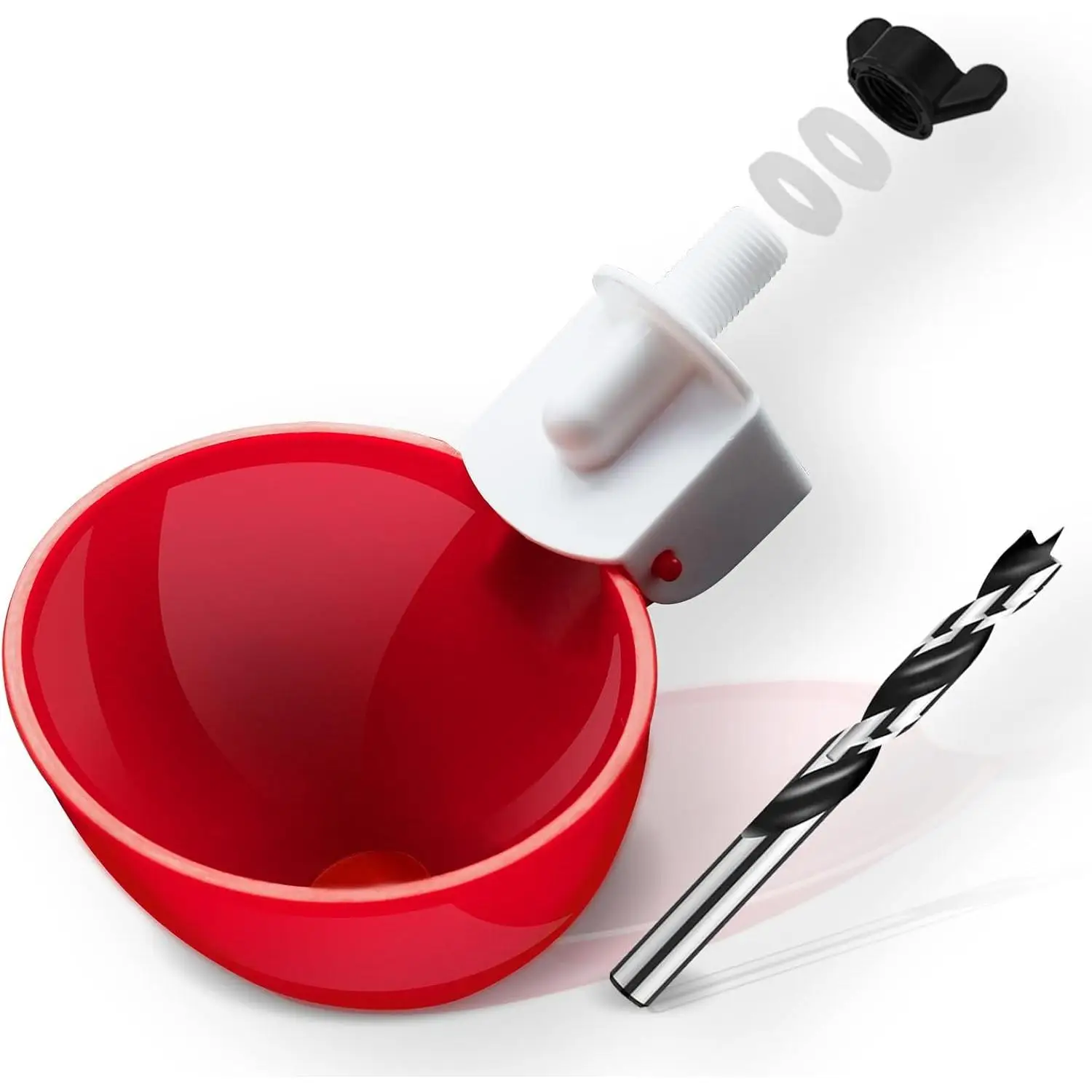 8 Pack Automatic Chicken Waterer, Red Chicken Water Feeder Cups Suitable for Various Poultry, Cup Deepened Double Rubber Ring No Leakage, with Mounti