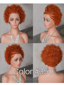 Hersmile Elegant Afro Puff Wig For Women - 100% Human Hair, Hand-Braided Box Braids With Lace Front, 13x4, 180% Density Elegant Curly Wave Lace Front Wig  Women's Short Braided Hairstyle Wig - Versatile And Suitable For All Women