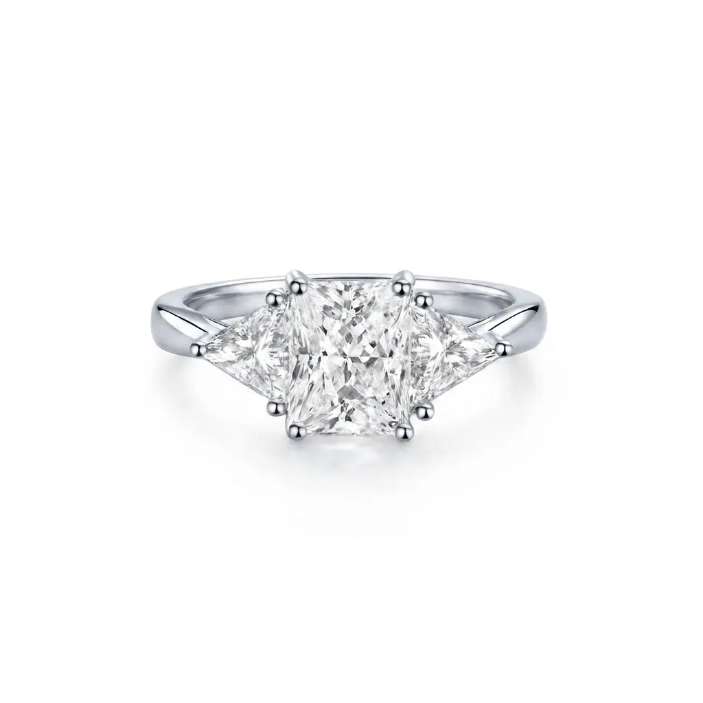 [EVA Jewelry] Emerald & Radiant 925 Sterling Silver Synethic Moissanite Ring