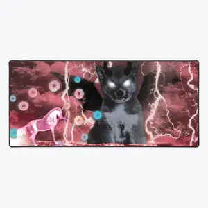 Plastic Unicorn Vs Shiba Demon Extended Mousepad