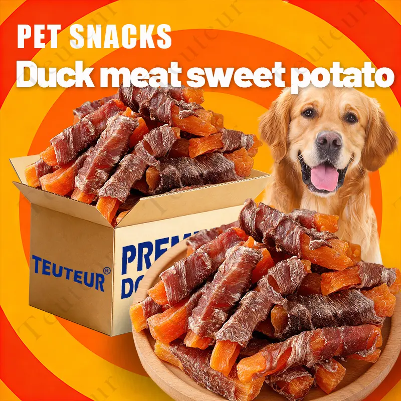 Natural Duck and Sweet Potato Dog Chews, Healthy Training Treats for Dogs, Protein Rich Pet Snacks for Puppy Adult Senior Dogs, Long Lasting Chewy Dog Rewards, Grain Free Style Dog Treats for Teddy Corgi Bichon Small Medium Dogs