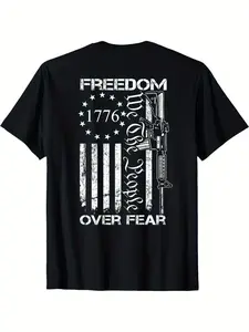 Freedom Over Fear: The Second Amendment American Flag (on the back) T-shirt
